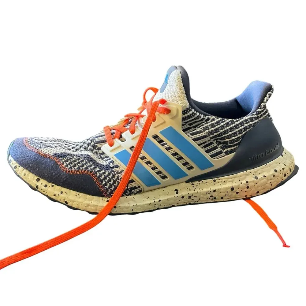 adidas Ultraboost Mens 11 Blue White Orange Primeknit Running Shoes Sneakers